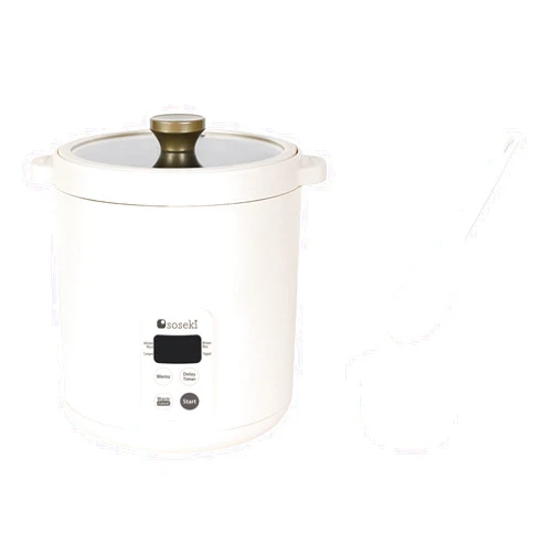 Soseki 2 Cup Mini Electric Rice Cooker - 4 Preset Recipes, 1.3qt 120v Nonstick Small 4 Cup Rice Cooker for 1-2 People (Pearl White)