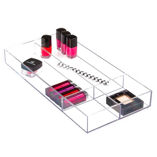 InterDesign iDesign Clarity Plastic Divided Drawer Organizer, Storage Container for Vanity, Bathroom, Kitchen Drawers, 8