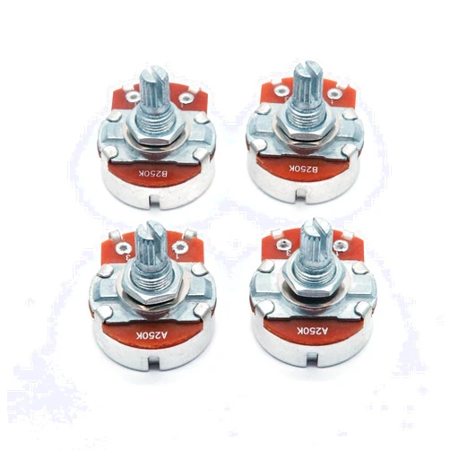 Harpfeas 4PCS Guitar Large Potentiometer Audio Volume Taper Pots for Electric Guitar or Bass Guitar (Short 15mm Shaft A250K B250K)