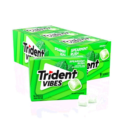 Trident Vibes Sugar Free Chewing Gum (14 Count (Pack of 9), Spearmint Rush)