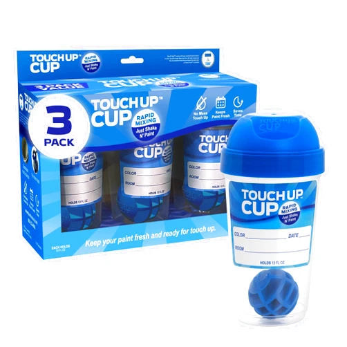 Touch Up Cup Empty Plastic Paint Storage Containers with Lids for Leftover Paint, Touch Ups, As Seen On Shark Tank Products, 13 oz, Pack of 3