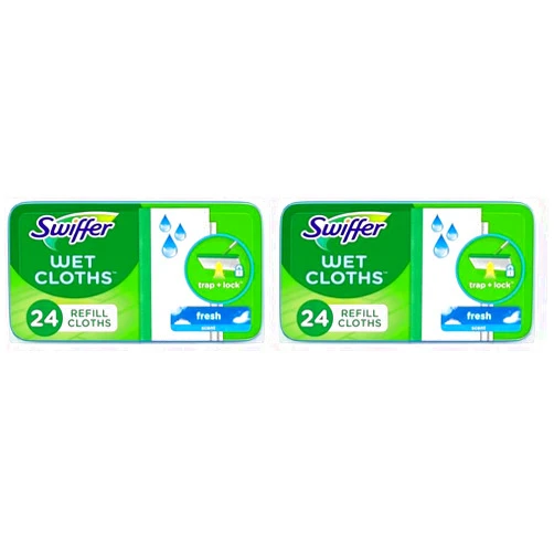 Swiffer Sweeper Wet Mopping Cloths, Open-Window Fresh, 24 Count (Pack of 2)
