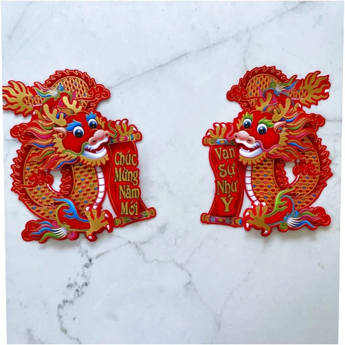 Generic 2 Pieces Vietnamese New Year Decorations Door/Window Stickers, Red Hanging Ornaments, Lunar New Year Home/Office Decorations (Different Designs)- Do Treo Trang Tri TET
