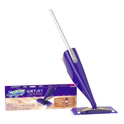 Swiffer WetJet Starter Kit, Includes: 1 Mop, 5 Pads, 1 Solution, Batteries
