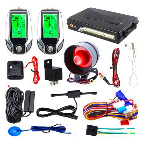 EASYGUARD EC204 2 Way car Alarm System with PKE Passive keyless Entry, Rechargeable LCD Pager Display & Remote Trunk Release, Shock Warning DC12V