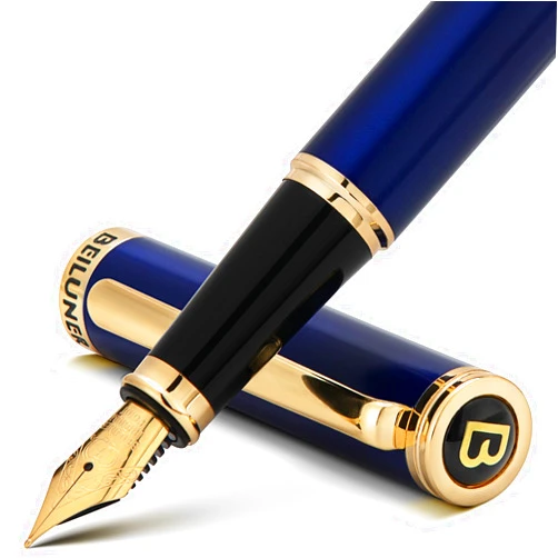 BEILUNER Blue Fountain Pen,Stunning Luxury Pen,24K Gilded Nib(Fine),Gorgeous 24K Gold Finish,German Schneider Ink Converter,Trustworthy Pen Gift for Men&Women-Elegant, Reliable,Nice Pen for Writing