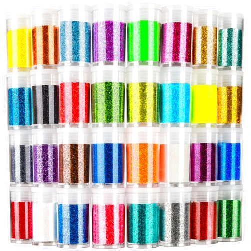 LEOBRO Glitter, Fine Glitter for Resin, Set of 32 Colors Glitter, Extra Fine Resin Glitter Powder, Craft Glitter for Epoxy Resin, Assorted Body Face Hair Glitter Bulk, Christmas Glitter Tumbler Crafts