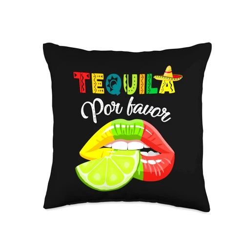 Cinco de Mayo by Rocket Dodo Tequila Por Favor Cinco de Mayo Funny Drinking Mens Womens Throw Pillow, 16x16, Multicolor