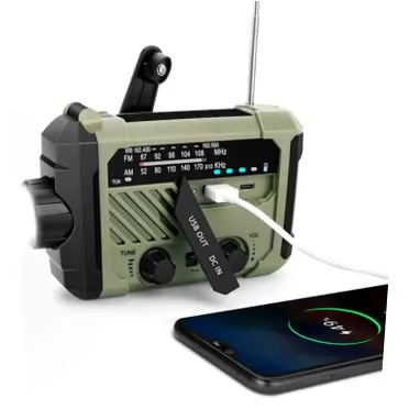 Aritan Emergency Radio AM FM NOAA Weather Alert Solar 4 Ways Powered Portable Radio with Flashlight Reading Lamp 2000mAh Cell Phone Charger and SOS Alarm for Household and Outdoor Emergency