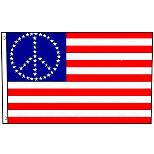 Trade Winds USA American Flag with Peace Sign Symbol Hippie Banner United States 3x5 New Premium Fade Resistant