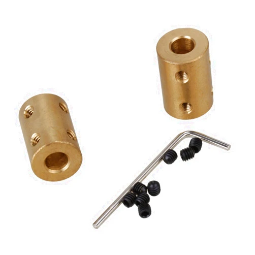 Szzijia 2pcs 7 x 7mm Motor Shaft Rigid Brass Sleeve Coupling Connector + Tighten Screws