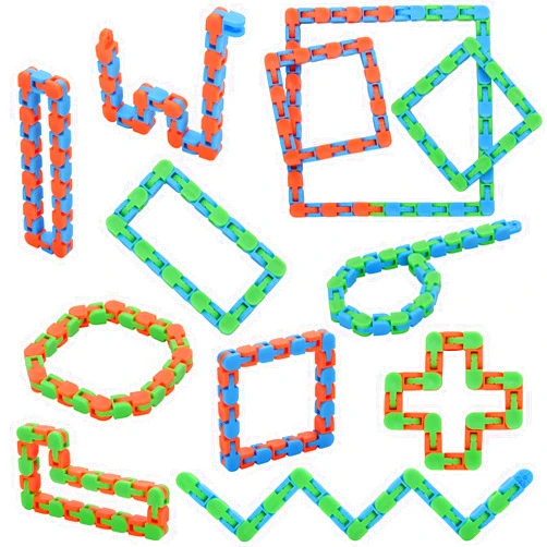 Yeetec 12 Pack 24 Links Wacky Tracks Snap and Click Fidget Toys, Finger Sensory Toys, Snake Puzzles for Stress Relief, Party Bag Fillers, Party Favours, Random Color