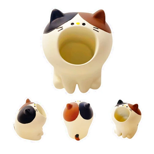 HUSSATOP Cute Small Pen Pencil Holder, Kawaii Resin Cat Dog Dinosaur Rabbit Animal Paper Clip Toothbrush Mini Storage Organizer Office Desk Decorations