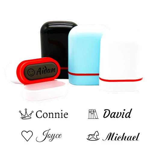 HJX Custom Stamp - Personalized Signature Stamps Self Inking, Customized Name Stamp for Business Clothes Classroom Work Office (01-Style T)