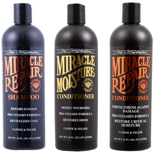Chris Christensen Shampoo & Conditioner Bundle - Miracle Repair Shampoo, Moisture Conditioner, Groom Like a Professional, Made in USA
