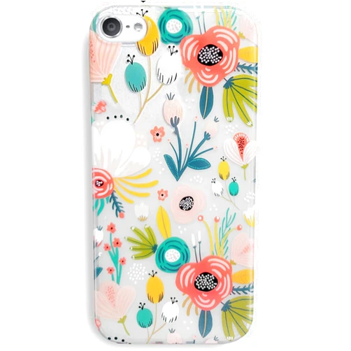 J.west iPod Touch 7 Case, iPod Touch 6 & 5 Case,Soft Clear Case with Floral Pattern Case Cover Transparent Slim Silicone Bumper Shell Case Shockproof Flowers Case for iPod Touch 5th 6th 7th Generation