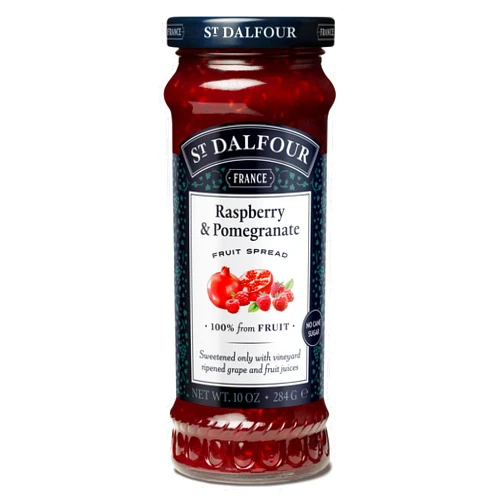 St. Dalfour Raspberry & Pomegranate Fruit Spread - 10oz - 100% from Fruit, No Artificial Ingredients, Non GMO, No Cane Sugars, All Natural