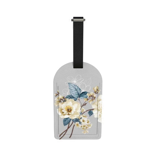 TsingZa Luggage Tags Bag Case with Privacy Cover for Travel Suitcase 1 Pieces Elegant Flowers PU Leather Baggage Tag Name ID Label Identifiers