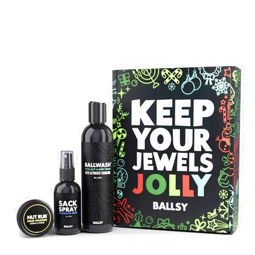 Ballsy Gift Set For Men, Jolly Jewels Pack, Includes Body Wash, Deodorizing Spray, and Cologne Rub, Men Hygiene Products, Mens Body Care, Ball Wash For Men Christmas Gift pack, Citrus & Cedar