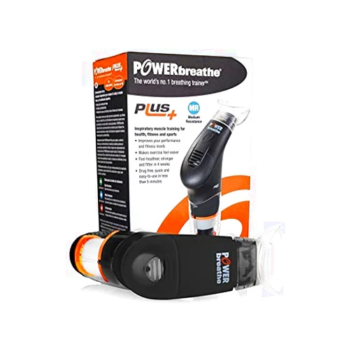 POWERbreathe - Breathing Exercise Device, Breathing Trainer and Therapy Tool to Strengthen Breathing Muscles and Help Lung Capacity, Handheld Inspiratory Muscle Trainer - Black, Medium Resistance