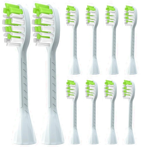 YMPBO Toothbrush Replacement Heads Compatible with Philips One Series Sonicare Battery Toothbrush BH1022/03, 10 Pack Replacement Heads, Soft Bristles, Mint Light Blue