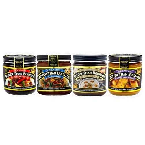 Better Than Bouillon Classic Stew Variety Pack: Roasted Beef, Sauteed Onion, Mushroom, Roasted Garlic Bases 8oz (4 Pack, 1 each)