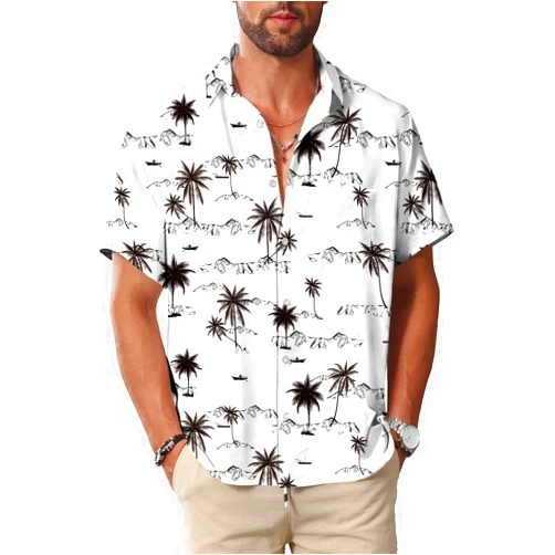 KYKU Hawaiian Shirt for Men: Beach Vacation Summer Short Sleeve Button Down Mens Shirts Casual Stylish