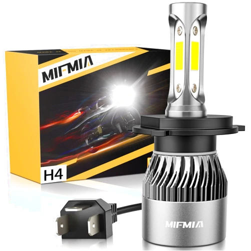 MIFMIA H4 LED Bulb for Motorcycle, 500% Brighter 9003 LED Bulb 6000K Cool White HB2 Backup Fog Light Bulb Plug and Play, Pack of 1