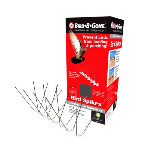 BIRD·B·GONE Bird B Gone - Pre-Assembled EnviroSpike Stainless Steel Anti Bird Spikes (10') - UV-Stabilized Polycarbonate Base - Humane Deterrent - Stops Pigeons & Birds from Roosting On Rooftops, Ledges, Fences