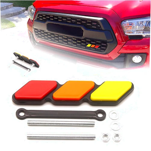 JETFLIP Tri-Color Front Grille Badge Emblem, Truck Emblem Decals Car Accessories Fit for Tac 4Runner Tundra Sequoia Rav4 Highlander（Yellow/Orange/Red）