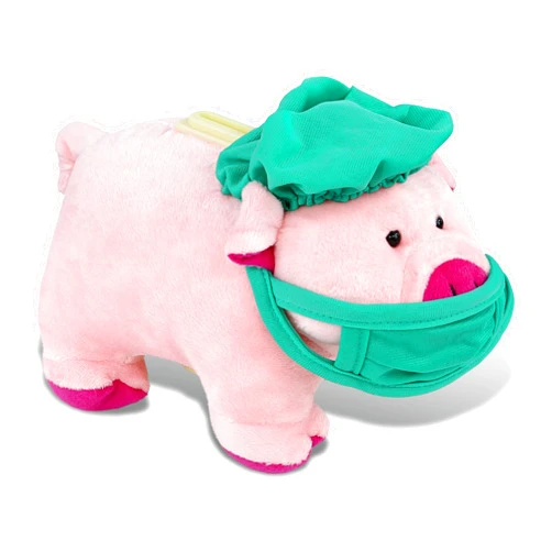 DolliBu Pig - Plush Bank Doctor Plush Toy - Pig Doctor Stuffed Animal Dress Up with Cute Scrub Uniform and Cap Outfit - Fluffy Doctor Toy Plush Gift - 9 Inches
