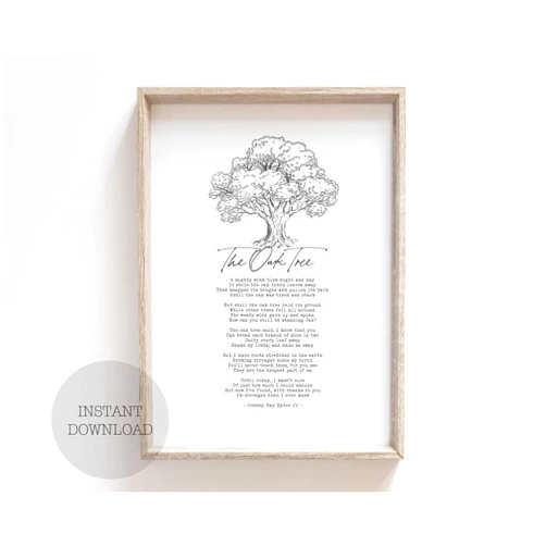 Dwi24isty Farmhouse Frame Wood Sign, The Oak Tree Poem by Johnny Ray Ryder Jr, 8 x 12 Inch Rustic Wood Sign with Frame