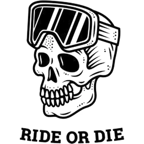 JOHN AND MIKE DESIGNS Ride Or Die Snowboard Skull - 4.5 Inch Vinyl Sticker - Bumper Sticker Walls Laptops Trucks - Graphic Sticker