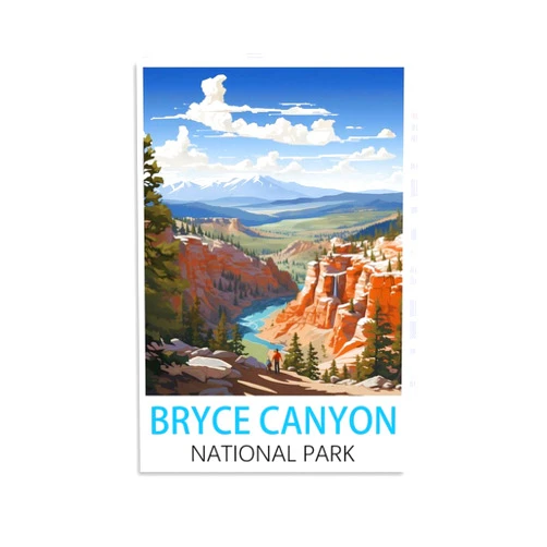 HWJUEICG Bryce Canyon National Park Vintage Travel Posters 12x18inch(30x45cm) Canvas Wall Posters And Art Picture Print Modern Family Bedroom Decor Posters, Unframe-style
