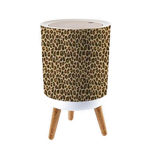 LGCZNWDFHTZ Small Trash Can with Lid for Bathroom Kitchen Office Diaper Leopard print seamless pattern Animal skin black brown spots beige Bedroom Garbage Trash Bin Dog Proof Waste Basket Cute Decorative