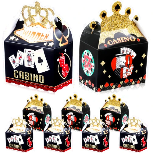 Zonon 40 Pieces Casino Theme Party Boxes Las Vegas Treat Casino Decorations Paper Poker Gift Boxes for Birthday Party Favor Las Vegas New Year Prom Supply