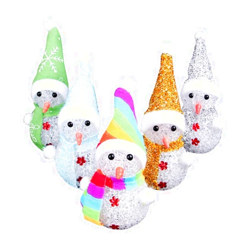 OSALADI Crystal Night Light Xmas Christmas Decor Color Changing Led Snowman Light Snowman Tabletop Figurine Bedside Lamp Night Light Lighted Christmas Table Decorations Crystal Decor