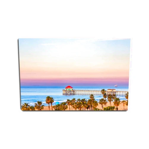 VIUBGCPS Canvas Print Pictures Wall Art Painting Huntington Beach Pier at Sunrise Framed & Stretched Posters Ready to Hang Home Decor Artworks - 20x32inch