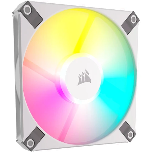 Corsair AF120 RGB Slim, 120mm PWM Fluid Dynamic Bearing Fan Kit - Thin Profile for Small-Form Cases - Low-Noise - Up to 2000 RPM - 8 Addressable RGB LEDs - Dual Pack with Lighting Node CORE - White