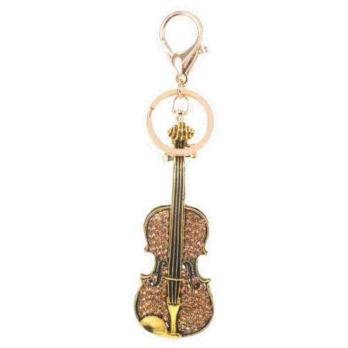 WOFASHPURET Crystal Violin Keychain Shiny Violin Keychain Rhinestone Musical Instrument Pendant Bag