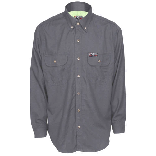 MCR Safety Summit Breeze SBS1001X2 Flame Resistant 5.5oz Inherent Blend Shirt, Underarm/Back Vents, Men's Work Shirt, XX-Large, Gray