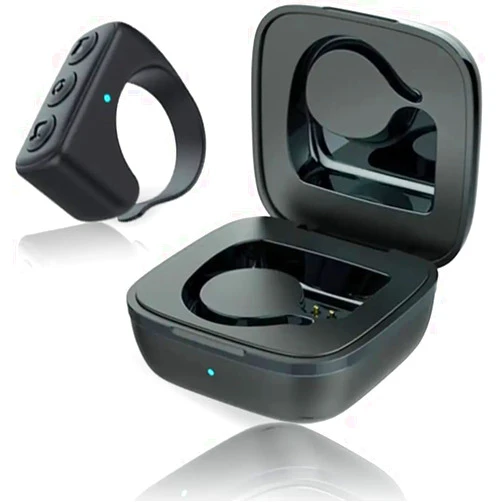Aplaus Smart Remote Control Ring for TikTok, Page Turner for Kindle App, Bluetooth Control Music Player Video Recording, Scrolling Ring for TIK Tok, iPhone, iPad, iOS, Android - Black (Black)