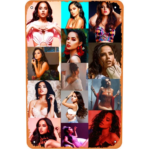 MENBLICOS Becky G Poster,Metal Tin Sign,Retro Vintage Plaque Wall Decor 8x12 inch