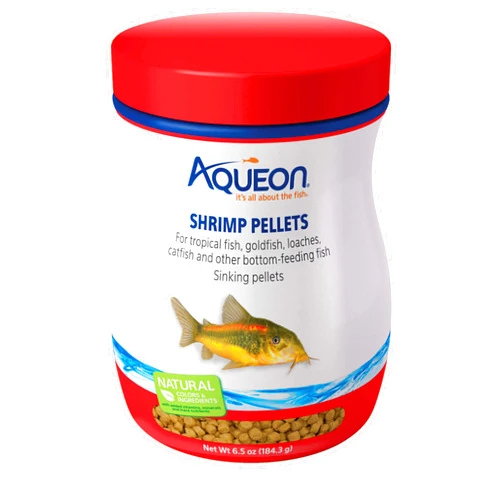 Aqueon Shrimp Pellets Sinking Food for Tropical Fish, Goldfish, Loaches, Catfish and Other Bottom Feeding Fish, 6.5 Ounces