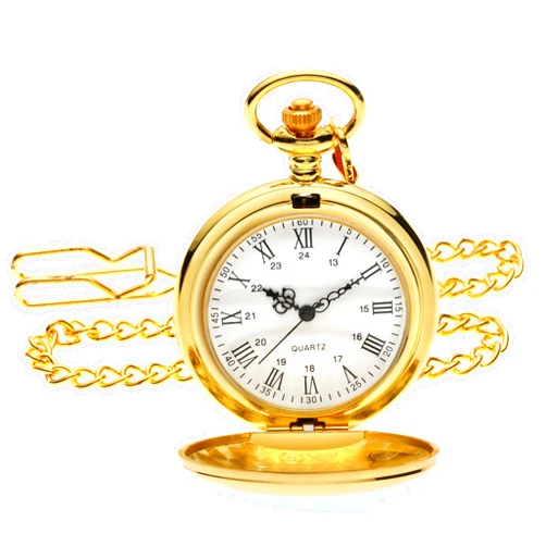 I-MART Smooth Vintage Pocket Watch with Chain, Classic Alloy Pocket Watches for Men Women, 1920s Style Quartz Pocketwatch, 1.78