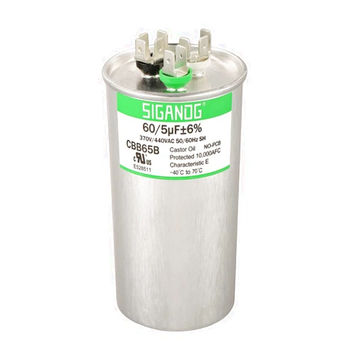SIGANDG 60+5 MFD 60/5 uF 370 or 440 Volt CBB65B Capacitor for AC Motor Run，Condenser Straight Cool，Heat Pump， Air Conditioner，HVAC Capacitor