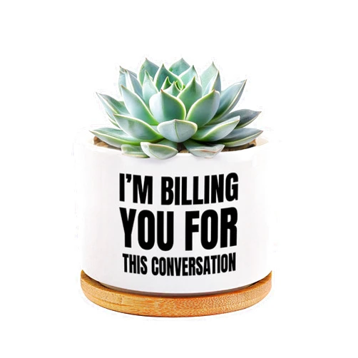 Loovelo I'm Billing You for This Conversation Lawyer Gifts Succulent Plant Pot with Tray Attorney Law Student Graduation Gifts Plant Lover Home Office Decor 3.5 Inch White (No Plants) (With Bamboo Tray)