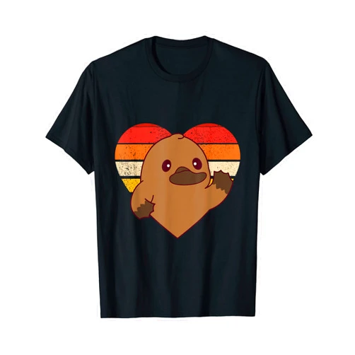 Cute Platypus Exotic Animal Lovers Clothing Cute Platypus Design Retro Heart Shape Vintage T-Shirt