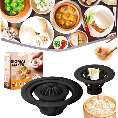 Generic Siomai Maker Molder - 2025 New Siomai Molder Machine,Siomai Dumpling Crimper Maker Quick Made Pastry Pie Steam Bun Mold For Home Kitchen Beginner (Black)
