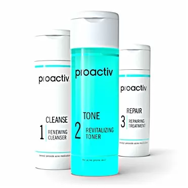 Proactiv 3 Step Acne Treatment - Benzoyl Peroxide Face Wash, Repairing Acne Spot Treatment for Face and Body, Exfoliating Toner - 30 Day Complete Acne Skin Care Kit